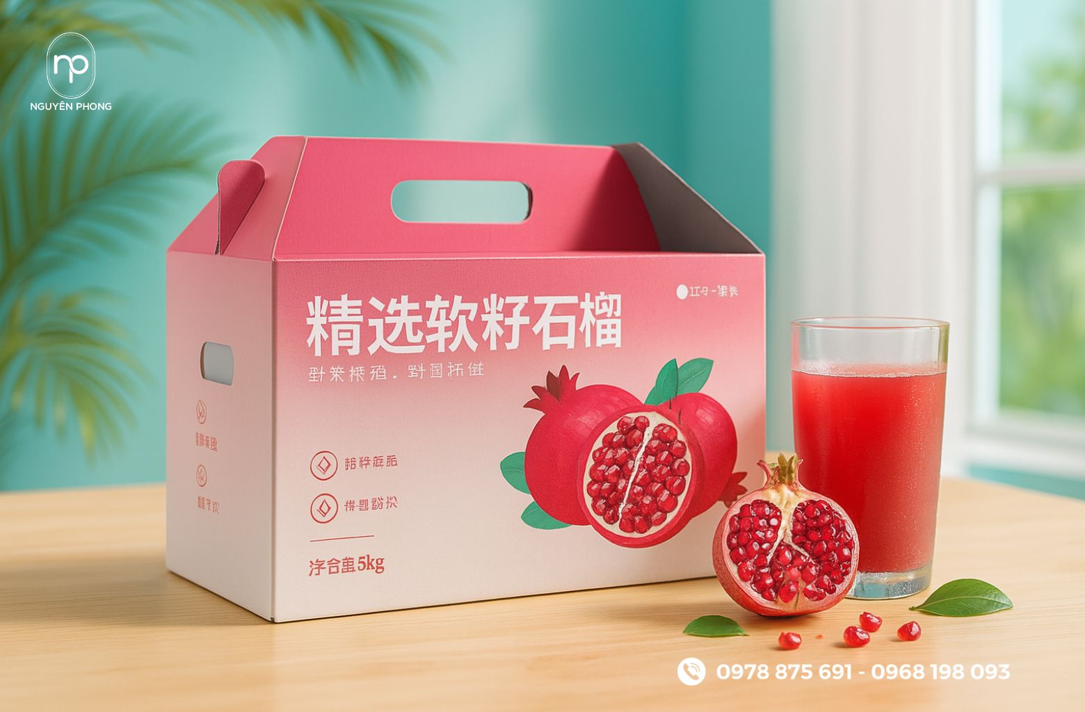 Hộp carton đựng lựu có tay xách